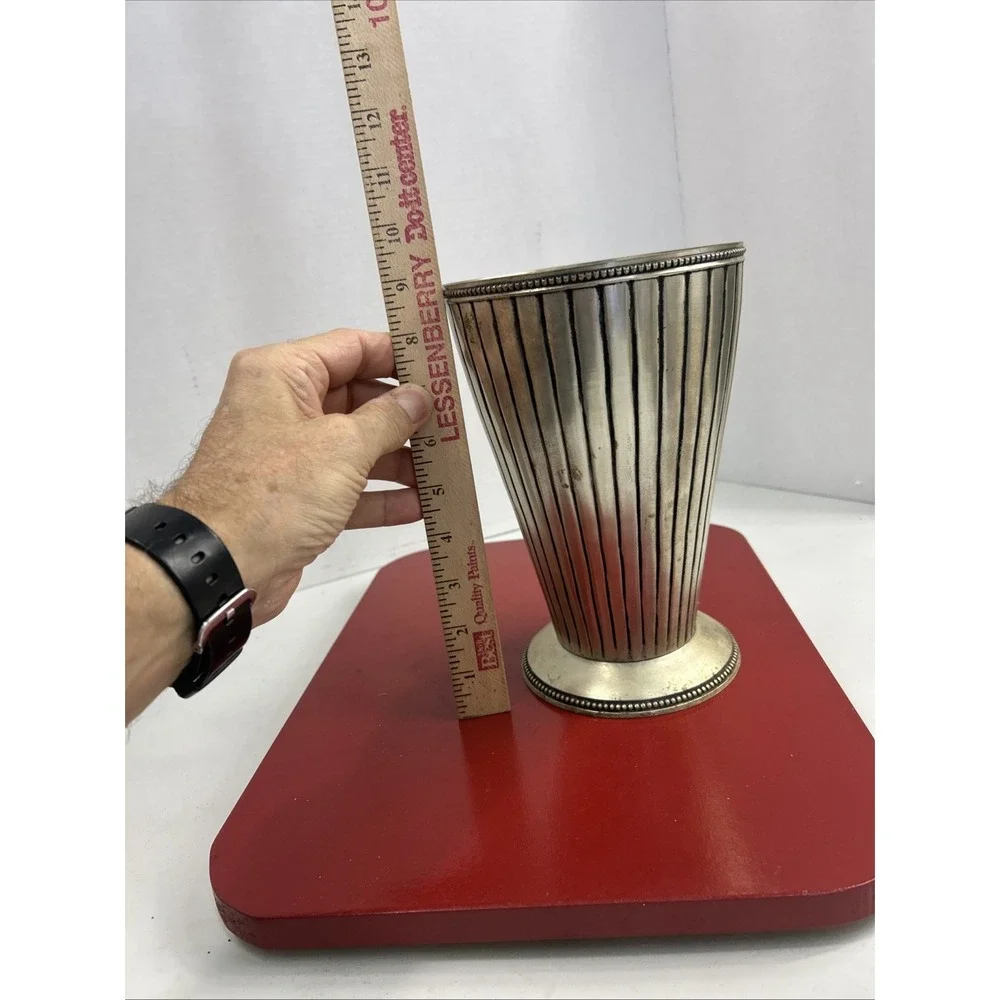 VTG‎ Trumpet Vase Silver Plate Over Copper Heavy 9